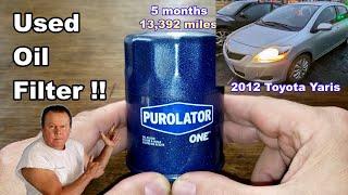 Purolator One PL14477 Oil Filter Cut Open Used Purolator One Oil Filter Cut Open