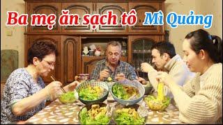 #183 Hái rau cải vào nấu mì Quảng mời ba mẹ ăn thử-ở Pháp vẫn dùng củi-cây táo nở hoa thôn quê Pháp