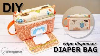 DIY Diaper Bag  How To make a Baby Bag with wipe dispenser sewingtimes