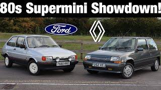 Ford Fiesta Mk2 vs Renault 5 - 80s Supermini Shootout 1988 Fiesta 1.4S & 1989 Supercinq Monaco