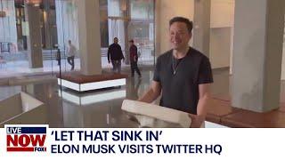 Let that sink in Elon Musk visits Twitter as deal nears completion  LiveNOW from FOX