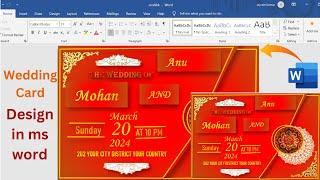 Modern wedding card design in ms word  ms word project tutorial for beginners