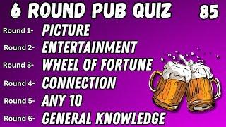 Virtual Pub Quiz 6 Rounds Picture Entertainment Wheel of Fortune Connection Any 10 and GK No.85