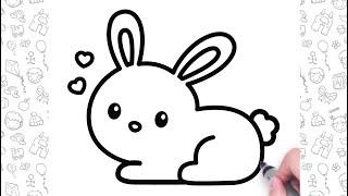 Very Easy Rabbit Drawing Step by Step  Cute Animals Drawing For Kids