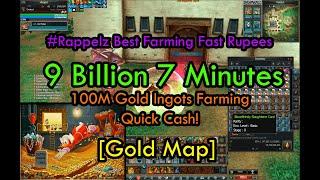 #Rappelz Best Farming Fast Rupees  9 Billion 7 Minutes  100M Gold Ingots  Quick Cash Gold Map