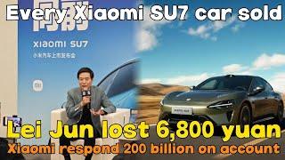 Every Xiaomi SU7 car sold Lei Jun lost 6800 yuan Xiaomi respond 200 billion on account