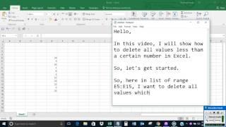 Delete all values less than a certain number in Excel