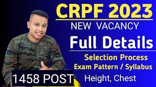 CRPF HC & ASI 2023  Height Chest Exam Pattern Change Selection Process Syllabus