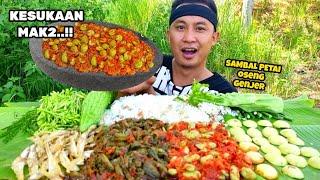 MUKBANG SAMBAL PETAI OSENG GENJER‼️ LALAP BUNGA PEPAYA JENGKOL PARE BATANG PEPAYA.