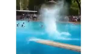 300-lb. belly flop in pool