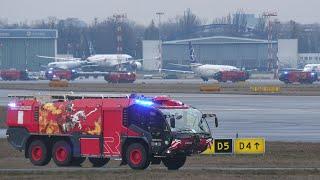 Passenger plane makes emergency landing in Warsaw  Large crash truck response