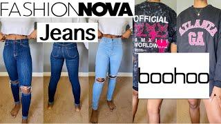 SUMMER MUST HAVE JEANS  FASHIONNOVA And BOOHOO Try on Haul Size 35