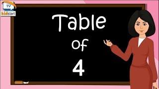 Table of 4 Rhythmic Table of Four Learn Multiplication Table of 4 x 1 = 4  kidstartv