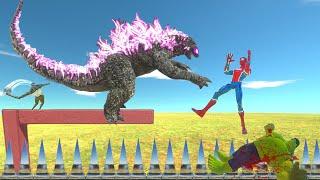 Spike Floor Trap - Super Heroes Fight To Defeat Godzilla King Of The Monsters- Epic Fall Into Death