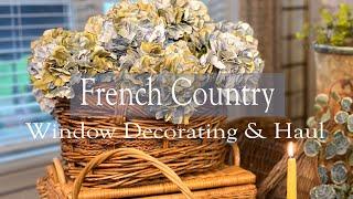 CHARMING FRENCH COUNTRY WINDOW DECORATING & HAUL  BEAUTIFUL LINENS FLORALS & BASKETS
