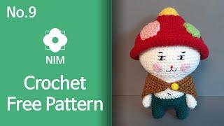 No.9 Amigurumi mushroom hat boy doll crochet free pattern