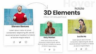 Card Hover Effect  3D Rotate Effect For Elements On Mousemove No Plugins - Html CSS & Javascript