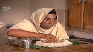 Full Meals Best Comedy Scene  Bhootayyana Maga Ayyu Kannada Movie Scene  Dinesh  Dheerendra Gopal