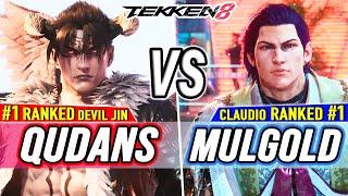 T8  Qudans #1 Ranked Devil Jin vs Mulgold #1 Ranked Claudio  Tekken 8 High Level Gameplay