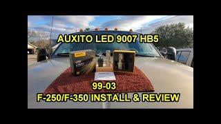 AUXITO 9007 HB5 12K Lummin Bulb Install & Review ie 99-04 F250 & F350