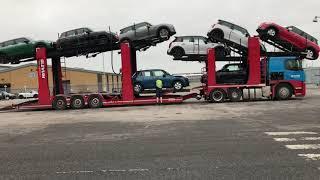 Loading 11 mini’s car transporter Oxford mini plant uk trucking