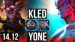 KLED vs YONE TOP  1206 Rank 6 Kled Legendary  EUNE Grandmaster  14.12