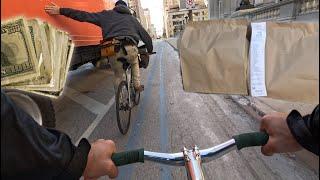 Massive Delivery Orders On A Fixed Gear Bike