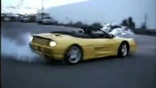 Ferrari 355 Spider amazing sound tunnel drive through and burnout