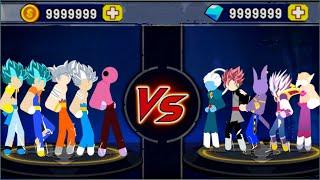 Stickman Warriors All Bosses  Jiren & Vegito Blue vs Beerus & Whis