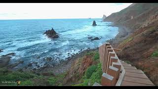 Magical walk on the Beautiful Playa de Benijo at Sunset Tenerife 4K Walk Binaural Ambient Audio