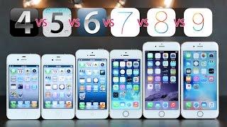 iPhones Compared on Original iOS Versions - iOS 4 vs 5 vs 6 vs 7 vs 8 vs 9