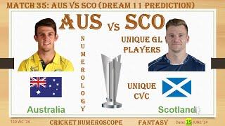 ICC T20 World Cup 24  Match 35 Player Prediction  Australia v Scotland  Astrology & Fantasy Tips