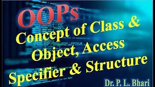 OOPs Lec 6 Concept of Class & Object Access Specifier & Structure