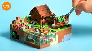 Tutorial 01  Lets Make Minecraft Farm Village - ASMR