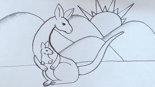 ‍️DRAWING TRICK‍️HOW TO DRAW A KANGAROO IS ITS CUBEASY DRAWING@TamilNewArt