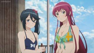 Emi Chiho and Suzuno in Swimsuits  Hataraku Maou-sama Season 2 Episode 6