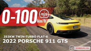 2022 Porsche 911 GTS 7spd manual 0-100kmh & engine sound