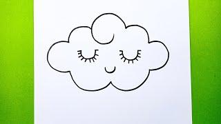 Very Easy Cloud Drawing How To Draw Cute Cloud Step by Step How To Draw a Cute Cloud Easy