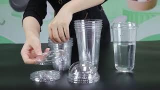 U shape PET Cup for cold beverage Clear plastic cup manufacturer