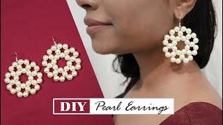 DIY Pearl Earring  How to make Pearl Earring  Beaded Earring  Pearl Jewelry