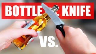 Learning How to open a bottle with a knife  3 TikTok ways