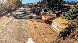 Swannanoa River devastation in Asheville - Hurricane Helene aftermath