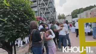 Mexico earthquake People running to the streets hugging after 7.6 quake strikes