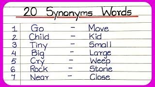 Synonyms words in English  Synonyms word  Similar Words in English  Learn 20 synonyms words