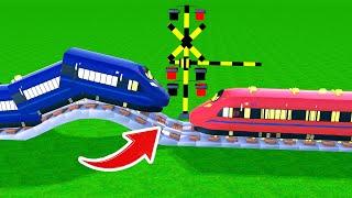 【踏切アニメ】のびる新幹線 2隻の船の間の激しい戦い Railroad Crossing Railway Level Train Animation