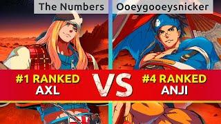 GGST ▰ The Numbers #1 Ranked Axl vs Ooeygooeysnicker #4 Ranked Anji. High Level Gameplay