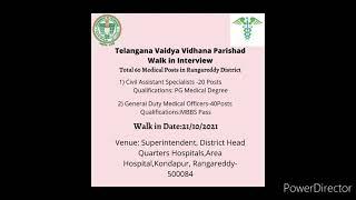 Telangana Vaidya Vidhana Parishad Walk in Interview