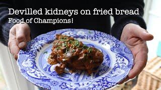 Devilled kidneys on fried bread – Valentine Warner