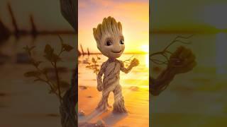 Adorable BABY GROOTs Marvelous Beach Bonanza  bryanbarnes.art #marvel #art #shorts