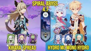 C4 Kirara Spread & C6 Hydro Traveler Mono Hydro  Spiral Abyss Version 4.7  Genshin